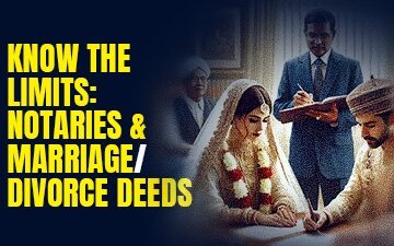 Ministry of Law & Justice clarifies that Notaries are not authorized to execute marriage and divorce deeds, emphasizing professional misconduct consequences for any violations.