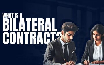 Graphic representation of a bilateral contract, showcasing two individuals exchanging signed agreements, symbolizing mutual obligations and legal agreements.